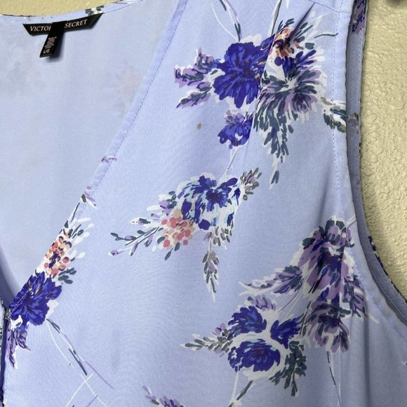 Victoria's Secret Women's Purple Floral Sleeveless V-Neck Babydoll Dress Sz L - Picture 3 of 8